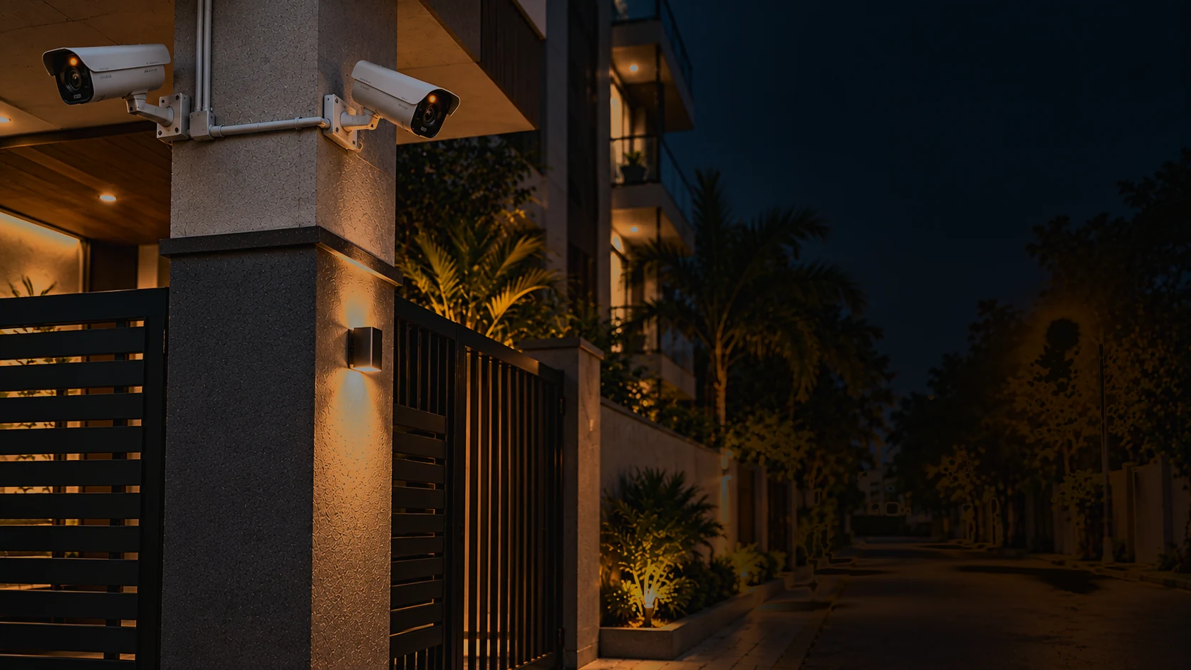CCTV cameras at an apartment building entrance