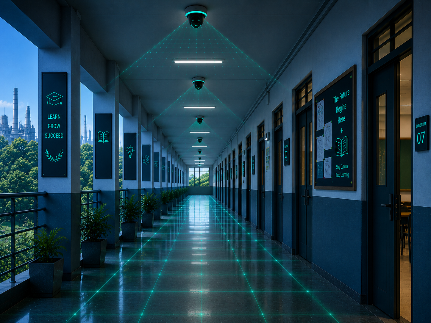 School CCTV installation in Jamshedpur — corridor and campus safety coverage by EYEZON